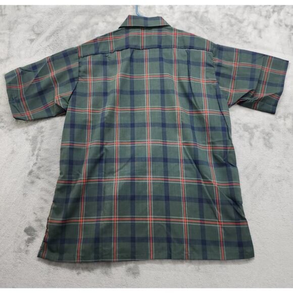 Vintage San Marino California Shirt Men M 15-15 1/2 Green Red Plaid Short Sleeve - Picture 2 of 4